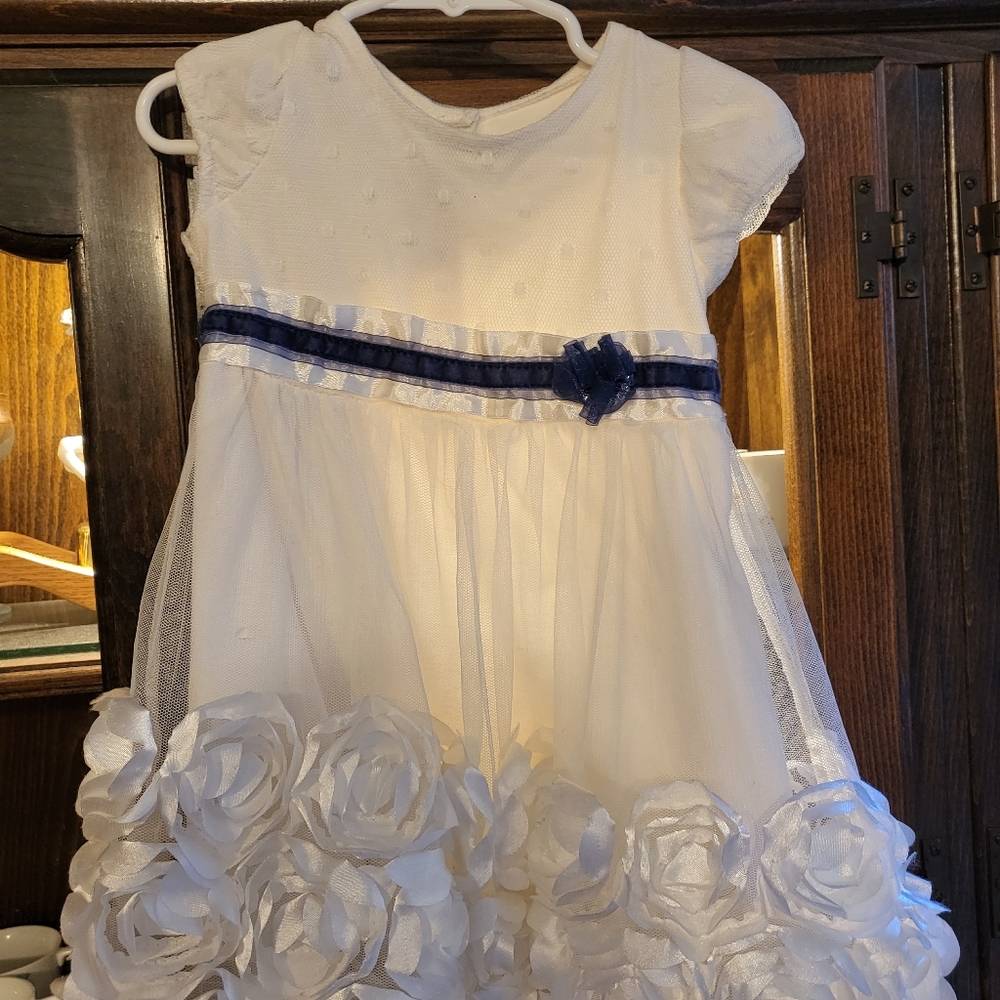 Nanette Baby Cream and Navy Blue Floral Dress